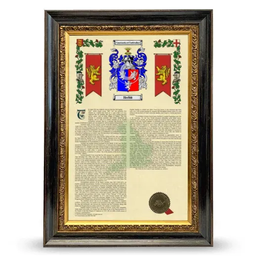 Herbit Armorial History Framed - Heirloom