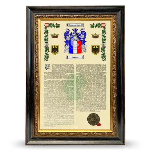 Hergert Armorial History Framed - Heirloom