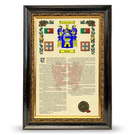 Hernán Armorial History Framed - Heirloom