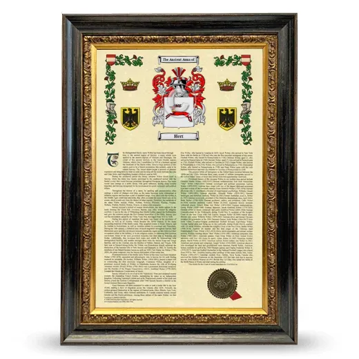 Hert Armorial History Framed - Heirloom