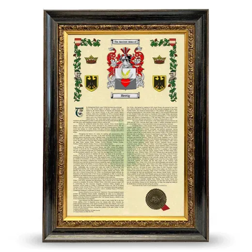 Hertig Armorial History Framed - Heirloom