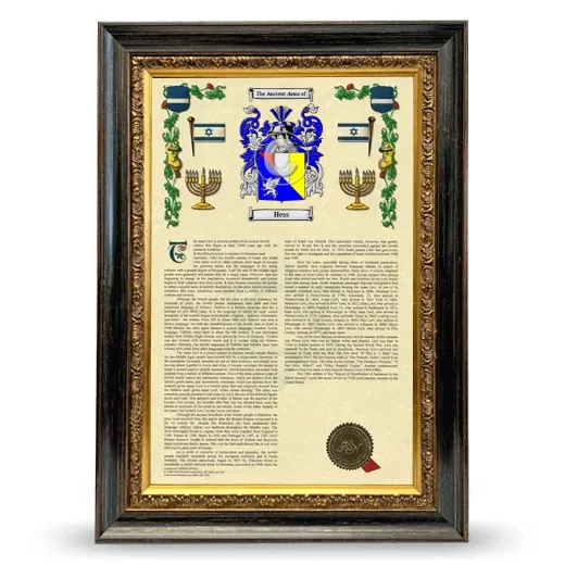 Hess Armorial History Framed - Heirloom