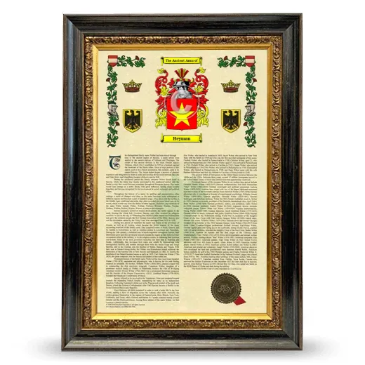 Heyman Armorial History Framed - Heirloom