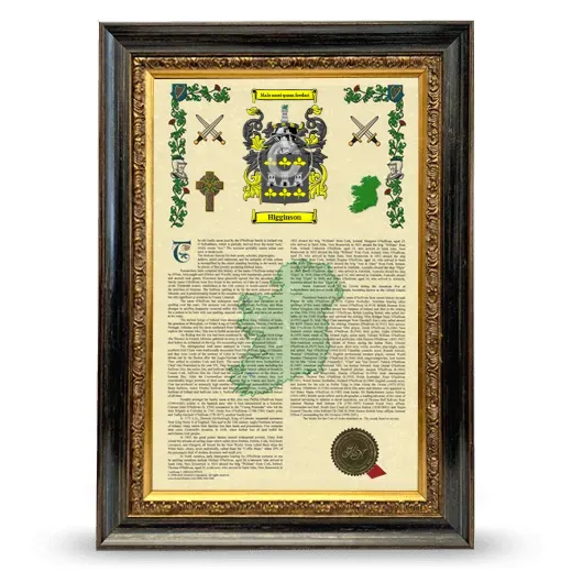 Higginson Armorial History Framed - Heirloom