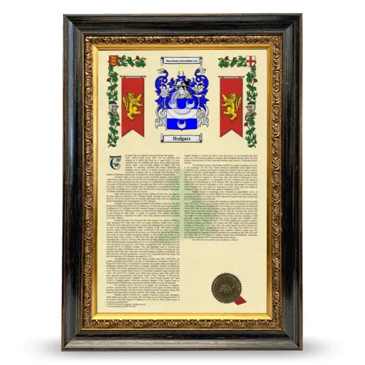 Hodgass Armorial History Framed - Heirloom