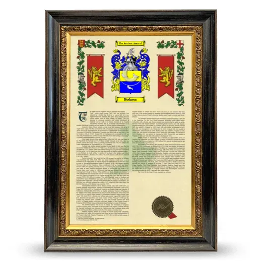 Hodgens Armorial History Framed - Heirloom