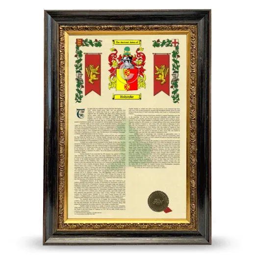 Holyoyke Armorial History Framed - Heirloom