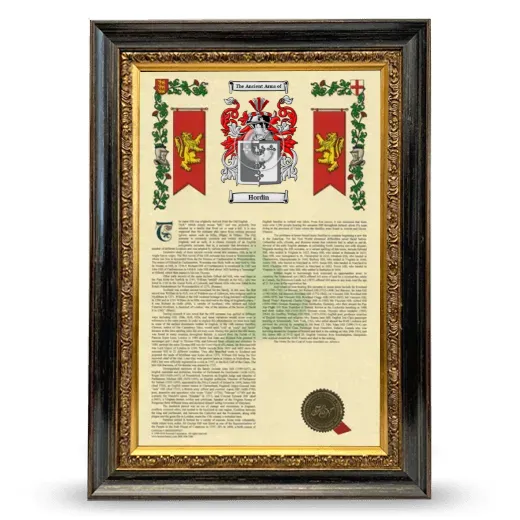 Hordin Armorial History Framed - Heirloom