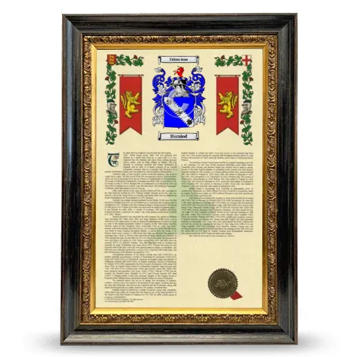 Horniod Armorial History Framed - Heirloom