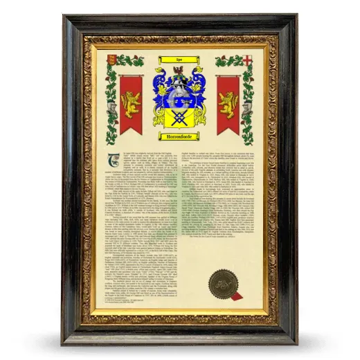 Horroxforde Armorial History Framed - Heirloom