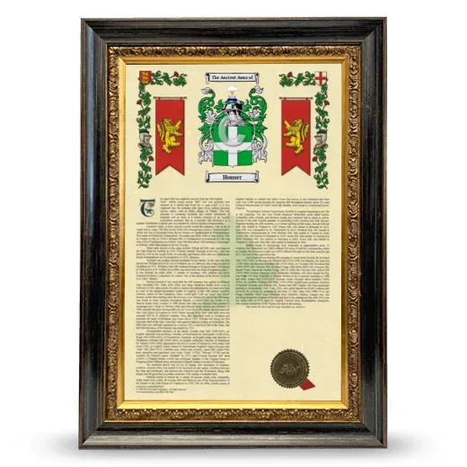 Houser Armorial History Framed - Heirloom
