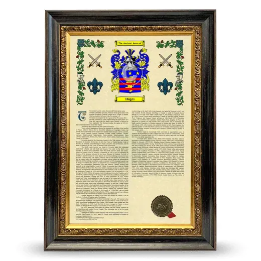 Huges Armorial History Framed - Heirloom