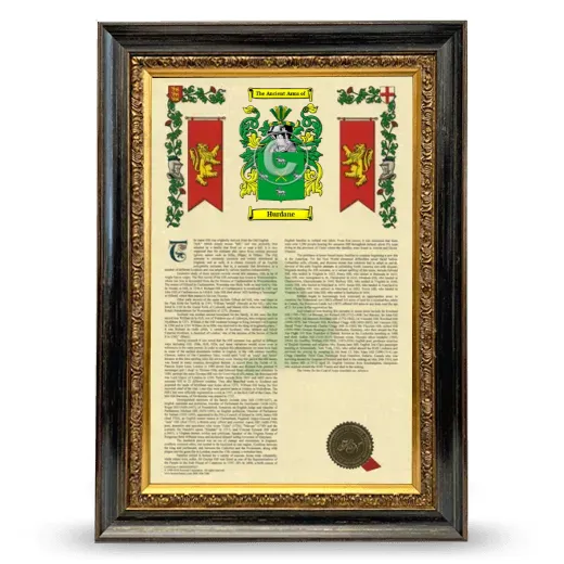 Hurdane Armorial History Framed - Heirloom