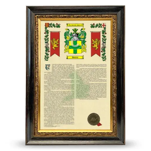 Hussey Armorial History Framed - Heirloom