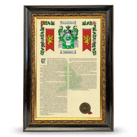Impringham Armorial History Framed - Heirloom