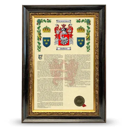 Jakobsson Armorial History Framed - Heirloom