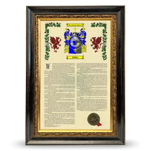 Jerkins Armorial History Framed - Heirloom