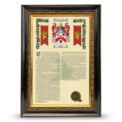 Jervey Armorial History Framed - Heirloom