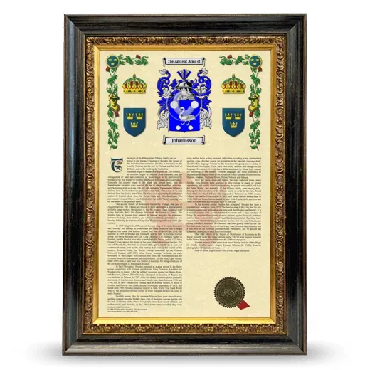 Johannsson Armorial History Framed - Heirloom