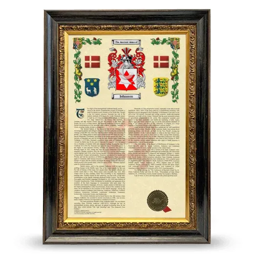 Johnsson Armorial History Framed - Heirloom