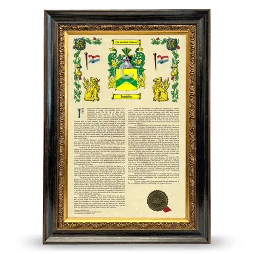 Junnius Armorial History Framed - Heirloom