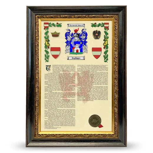 Kaplinger Armorial History Framed - Heirloom