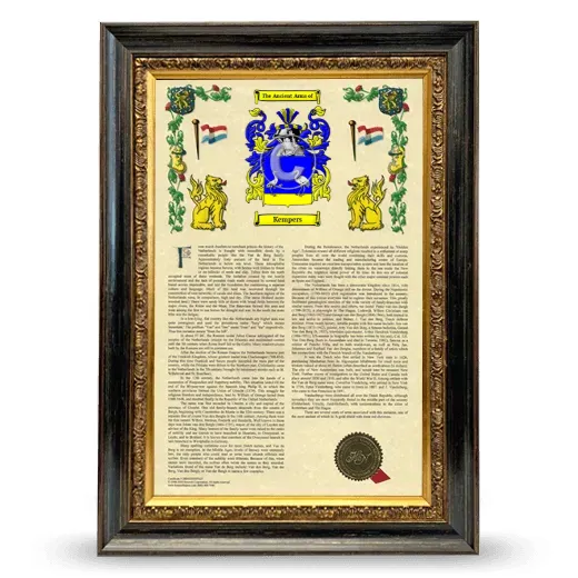 Kempers Armorial History Framed - Heirloom