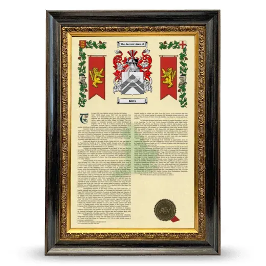 Kins Armorial History Framed - Heirloom