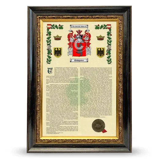Kleinpeter Armorial History Framed - Heirloom