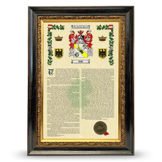 Kohl Armorial History Framed - Heirloom