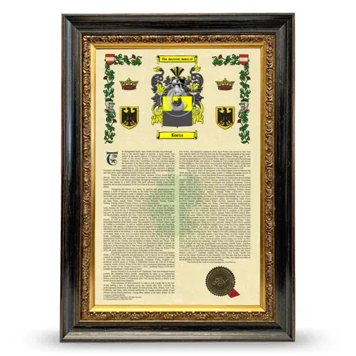 Korns Armorial History Framed - Heirloom