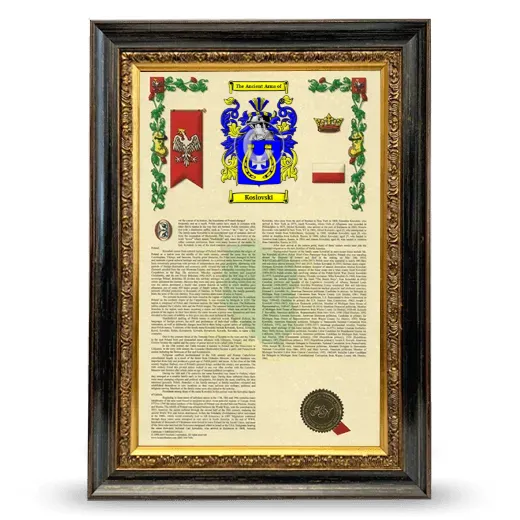 Koslovski Armorial History Framed - Heirloom