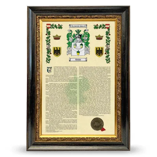 Kouns Armorial History Framed - Heirloom