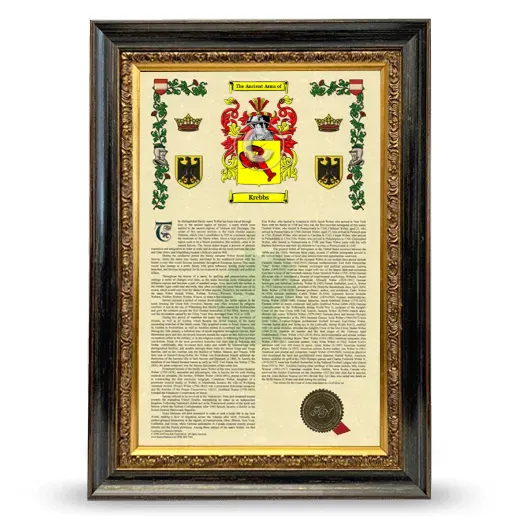 Krebbs Armorial History Framed - Heirloom