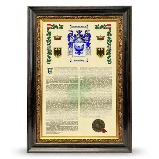 Kreutzburg Armorial History Framed - Heirloom