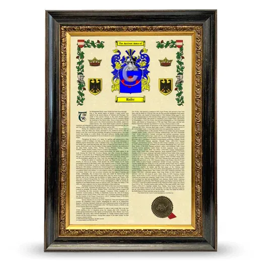 Kufer Armorial History Framed - Heirloom