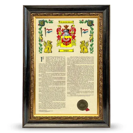 Laages Armorial History Framed - Heirloom