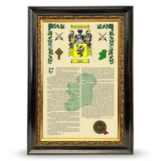 Lafans Armorial History Framed - Heirloom