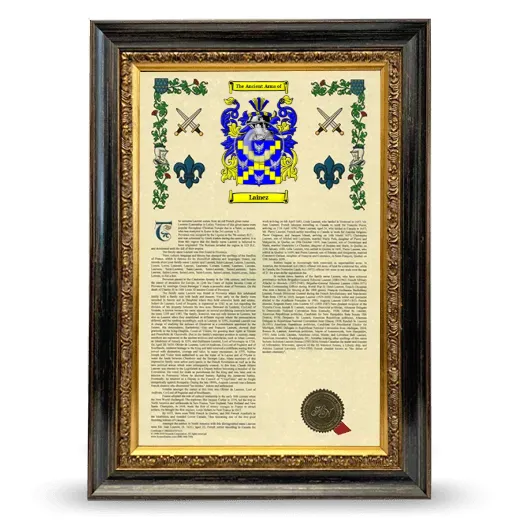 Lainez Armorial History Framed - Heirloom