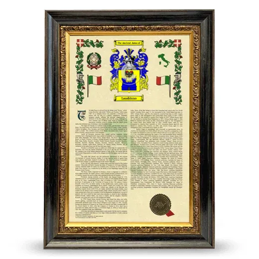 Landriano Armorial History Framed - Heirloom