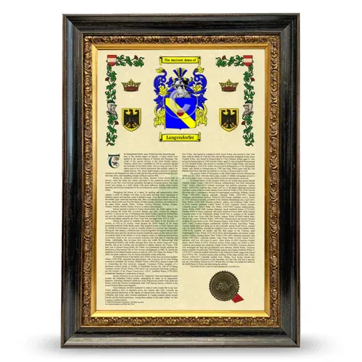 Langendorfer Armorial History Framed - Heirloom