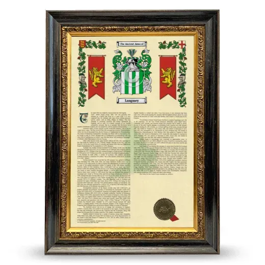 Langmey Armorial History Framed - Heirloom