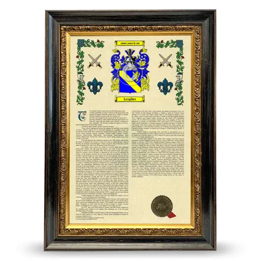 Lanpher Armorial History Framed - Heirloom