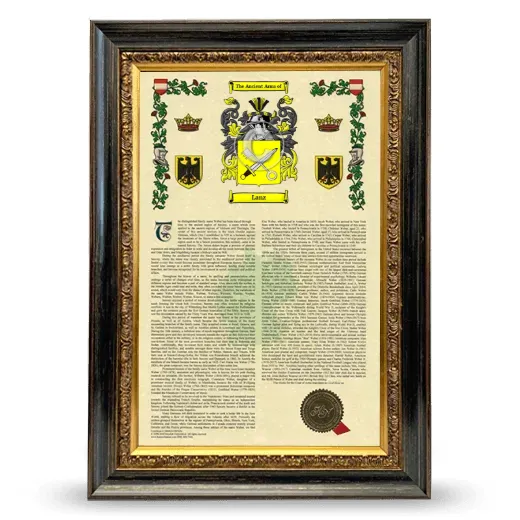 Lanz Armorial History Framed - Heirloom