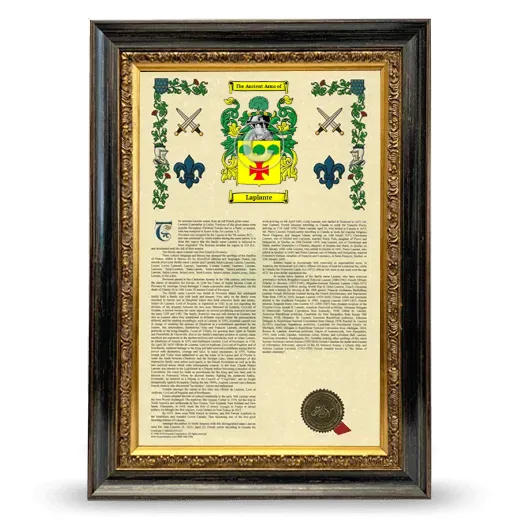 Laplante Armorial History Framed - Heirloom