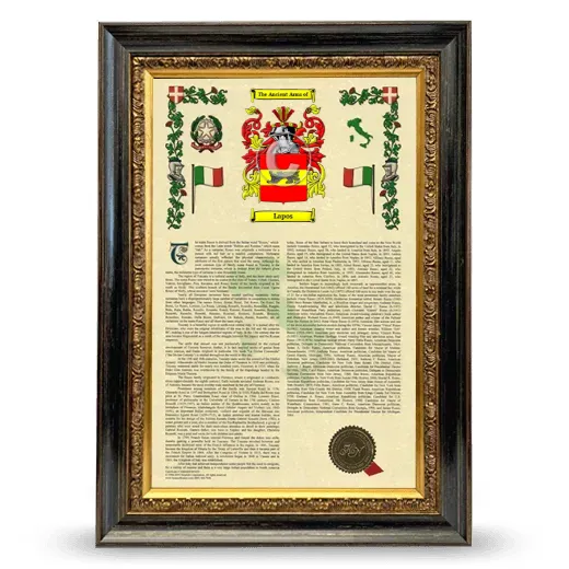 Lapos Armorial History Framed - Heirloom