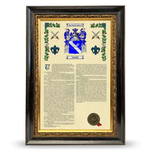 Larraby Armorial History Framed - Heirloom
