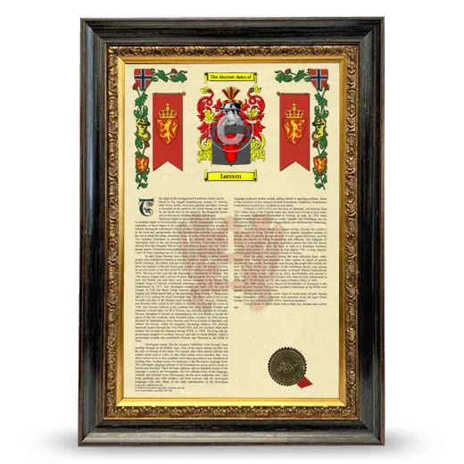 Larsson Armorial History Framed - Heirloom