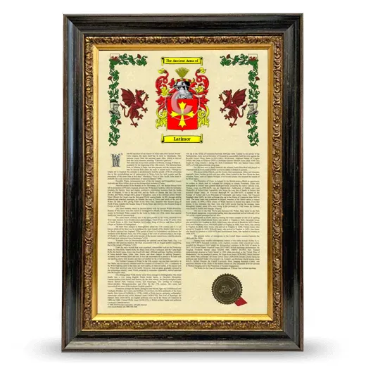 Latimor Armorial History Framed - Heirloom