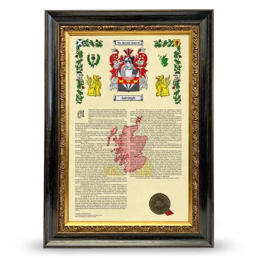 Lattough Armorial History Framed - Heirloom